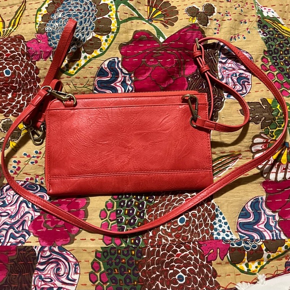 Joy Susan Handbags - Joy Susan Red Orange Crossbody Bag / Wallet / Wristlet.  NEW